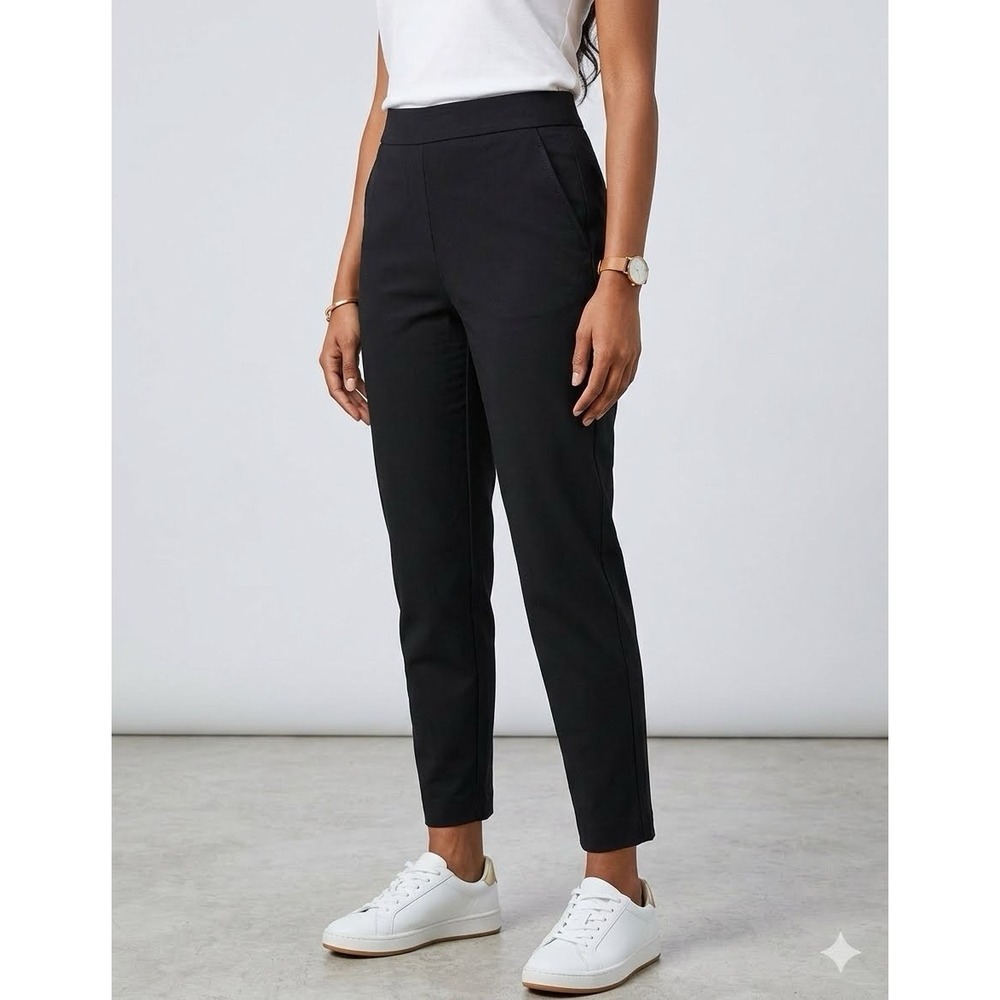 Ministry of Supply Women 6 Kinetic Tapered Office Work Pant Pull-on Black Ankle